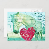 White Horse Red Heart Valentijn Feestdagenkaart (Voorkant / Achterkant)