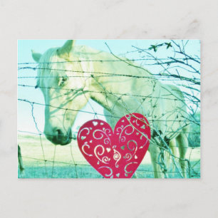 White Horse Red Heart Valentijn Feestdagenkaart