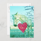 White Horse Red Heart Valentijn Feestdagenkaart (Voorkant / Achterkant)