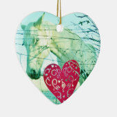 White Horse Red Heart Valentijn Keramisch Ornament (Rechts)
