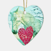 White Horse Red Heart Valentijn Keramisch Ornament (Links)