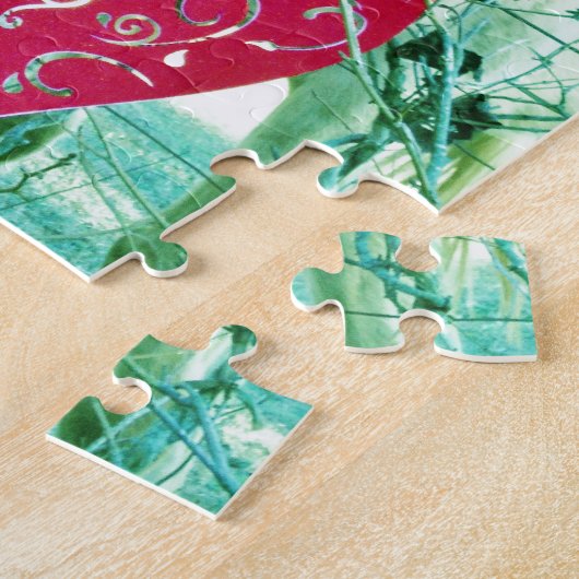 White Horse Red Heart Valentijn Legpuzzel (Zijkant)