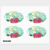 White Horse Red Heart Valentijn Ovale Sticker (Vel)