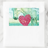 White Horse Red Heart Valentijn Rechthoekige Sticker (Tas)