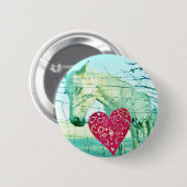 White Horse Red Heart Valentijn Ronde Button 5,7 Cm (Voorkant /achterkant)