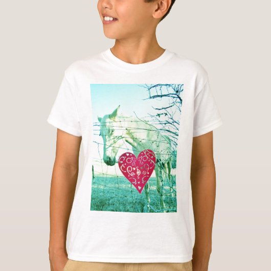 White Horse Red Heart Valentijn T-shirt (Voorkant)