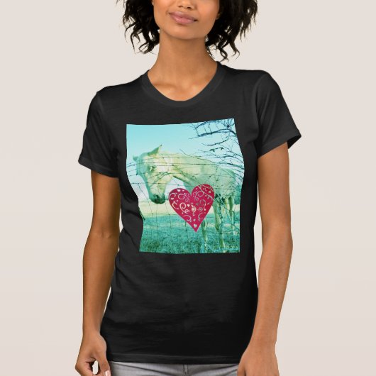 White Horse Red Heart Valentijn T-shirt (Voorkant)