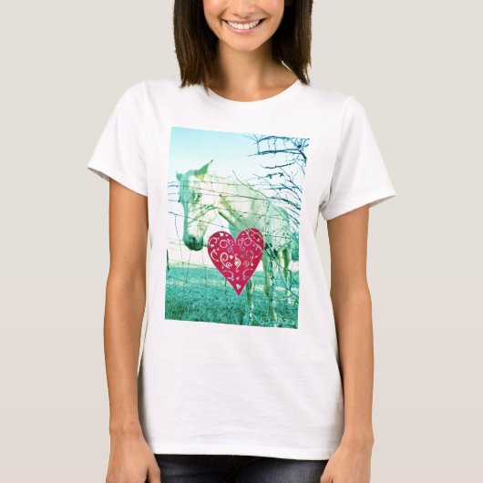 White Horse Red Heart Valentijn T-shirt (Voorkant)