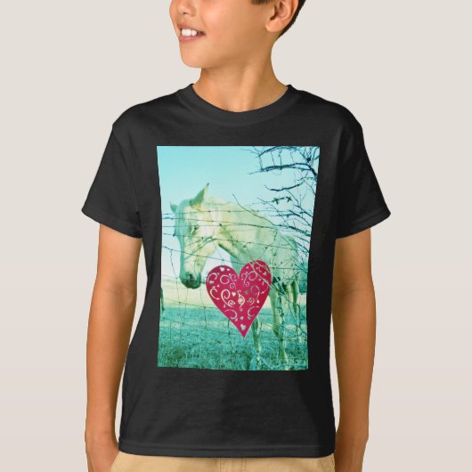 White Horse Red Heart Valentijn T-shirt (Voorkant)
