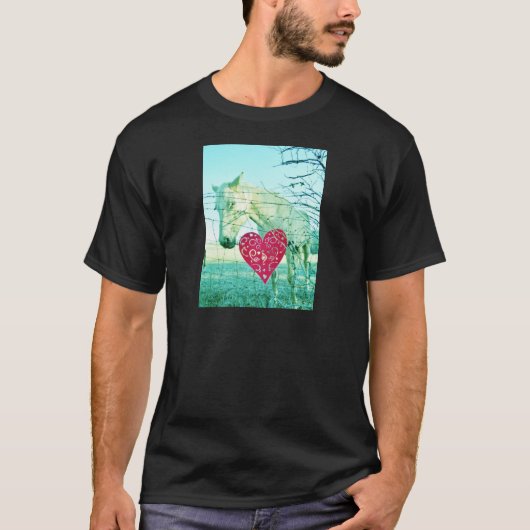 White Horse Red Heart Valentijn T-shirt (Voorkant)