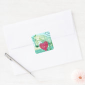 White Horse Red Heart Valentijn Vierkante Sticker (Envelop)