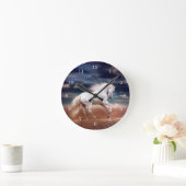 White Horse Runing Round Wall Clock Ronde Klok (Huis)