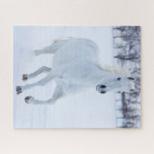 White Horse Running in the Snow Legpuzzel (Horizontaal)
