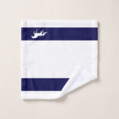White Horse Silhouette op Navy Blue & White Bad Handdoek (Wasdoekje)