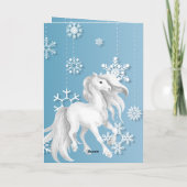 White Horse Snowflake Season's Greetings Kerstmis Feestdagen Kaart (Achterkant)
