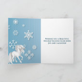 White Horse Snowflake Season's Greetings Kerstmis Feestdagen Kaart (Binnen)