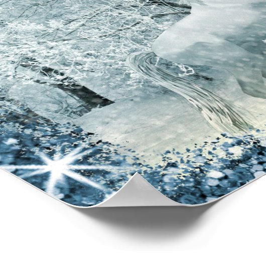 White Horse Snowy Forest Poster (Hoek)