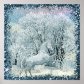 White Horse Snowy Forest Poster (Voorkant)