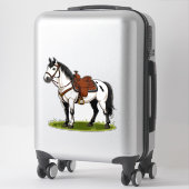 White Horse Standing In Grassy Field Sticker (Koffer)