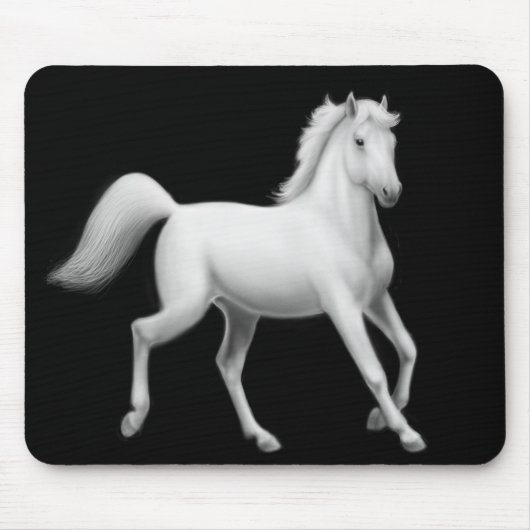 White Horse Trotting Mousepad Muismat (Voorkant)