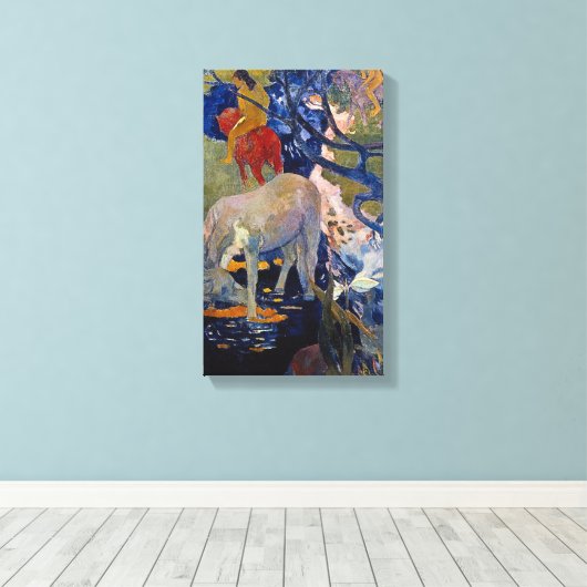 White Horse van Paul Gauguin, Kunst Canvas Afdruk (Insitu (Houten vloer))