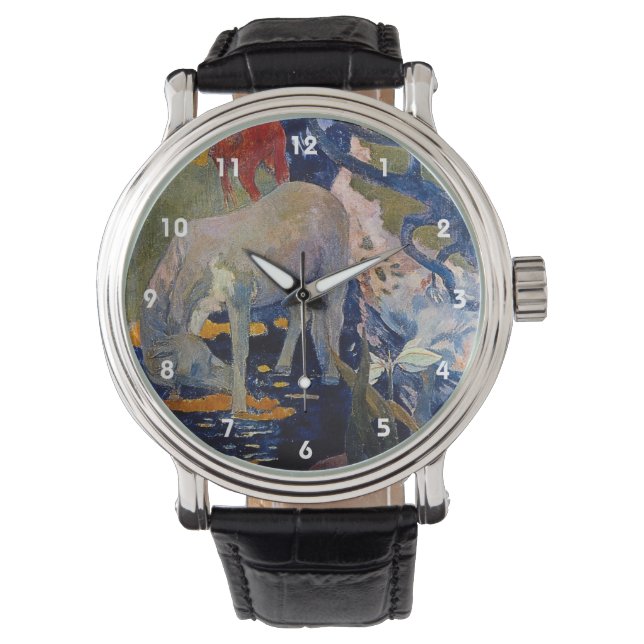 White Horse van Paul Gauguin,  Kunst Horloge (Voorkant)