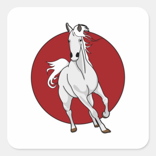 White Horse Vierkante Sticker (Voorkant)
