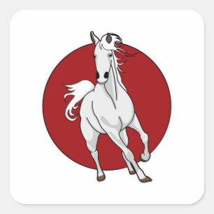 White Horse Vierkante Sticker