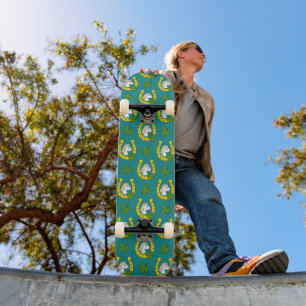 White Horse w Golden Hoefijzer, Shamrock Patroon Persoonlijk Skateboard