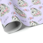 White Horse Wedding Wrapping Paper Cadeaupapier<br><div class="desc">White Horse Wedding Wrapping Paper. De kleur van het papier is Paars. Verkrijgbaar in meerdere kleuren,  maten en twee afwerkingen. www.hotpocketgraphics.com</div>