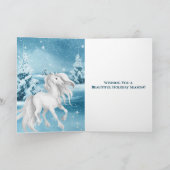 White Horse Wintry Season's Greetings Kerstmis Feestdagen Kaart (Binnen)
