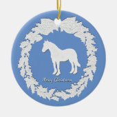 White Horse Wreatalize Kleurtekst Keramisch Ornament (Voorkant)