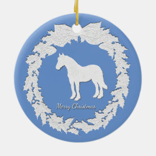 White Horse Wreatalize Kleurtekst Keramisch Ornament