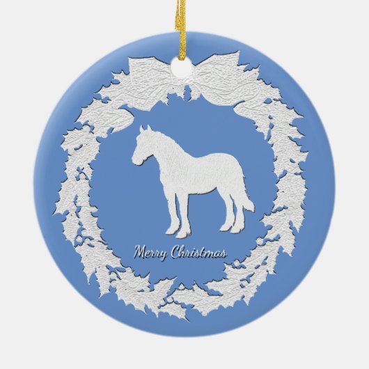 White Horse Wreatalize Kleurtekst Keramisch Ornament (Achterkant)