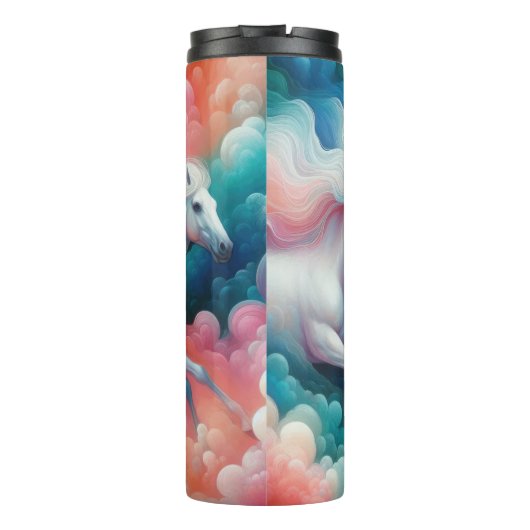 White Horses Flowing Manes Cloudscape Thermosbeker (Achterkant)