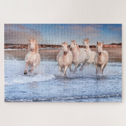 White Horses Galloping on Beach | Natuur Legpuzzel (Horizontaal)