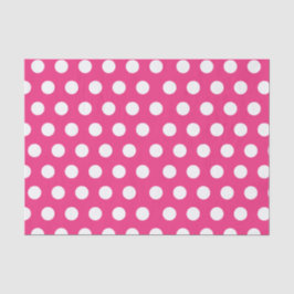 White & Hot Pink Large Medium Polka Dot Party Tissuepapier