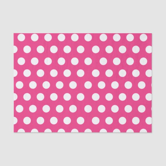 White & Hot Pink Large Medium Polka Dot Party Tissuepapier (Voorkant)