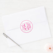 White Hot Pink Vine Script Monogram, DIY BG Ronde Sticker (Envelop)