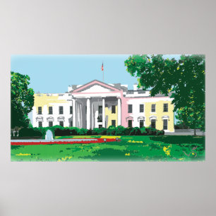 White House - Washington DC digitaal schilderij Poster