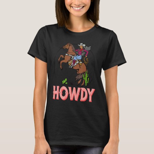  White Howdy Rodeo Western Land Zuid T-shirt (Voorkant)
