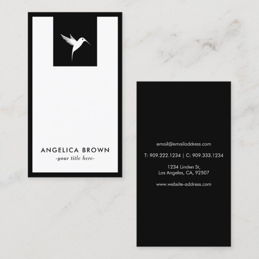 White Humming Bird Logo Visitekaartje (Voorkant / Achterkant)