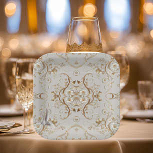 White Hummingbird Minimal Floral Paper Borden Papieren Bordje