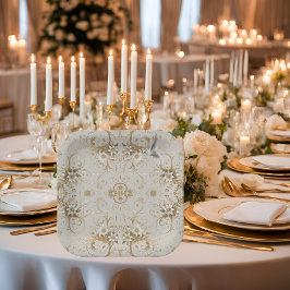 White Hummingbird Minimal Floral Paper Borden Papieren Bordje