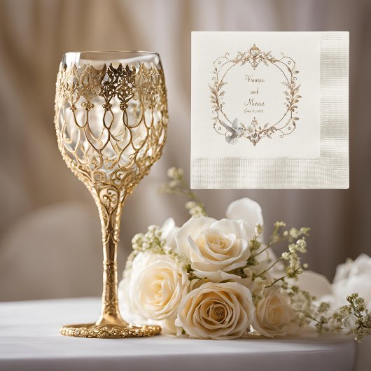 White Hummingbird Minimalist Coined Cocktail Servet