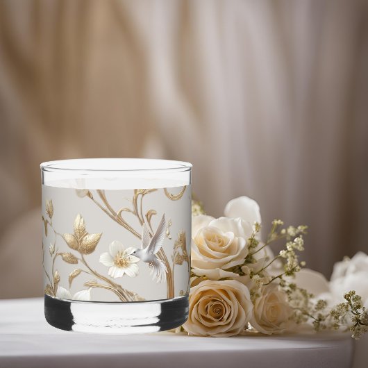White Hummingbird Minimalist Floral Whisky Glas