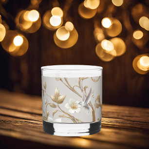 White Hummingbird Minimalist Floral Whisky Glas