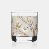 White Hummingbird Minimalist Floral Whisky Glas (Voorkant)