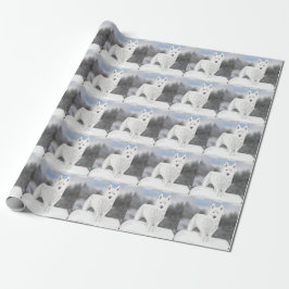 White Husky Against a Winter Background  Cadeaupapier