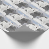 White Husky Against a Winter Background  Cadeaupapier (Hoek)